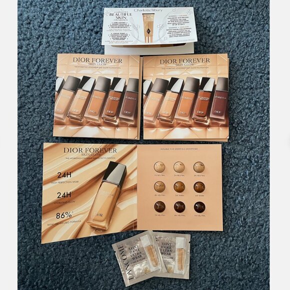 6 pc Dior Charlotte Tilbury Foundation 1 Primer 8 Shades Card 9 x 0.5ml/0.01oz - Picture 1 of 2